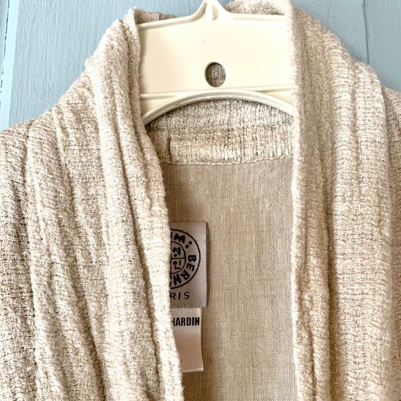 Kim Bernardin Linen Jacket One Size Paris Designer Textured Wrap Kimono Ecru - Picture 7 of 13